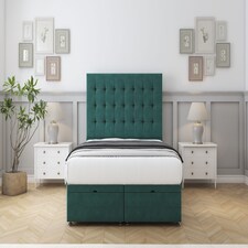 Sloomy Alabama Emerald Plush Ottoman Bed With Mattress With 26" Strutted Headboard 3' Single
