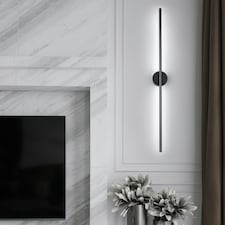 Living and Home Hardwired Minimalistic Linear LED Wall Sconce with Cool Light, Black, 60cm | Black | 60cm | 1