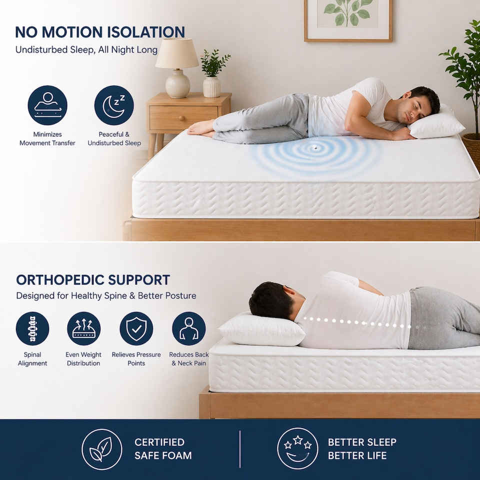 image 1 of Single Memory Foam Mattress with High Density Foam Base, Approx 6 Inch/16cm Thick, Medium Feel Mattress, Mattress In A Box
