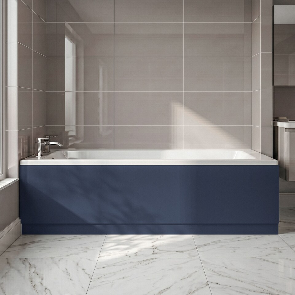 image 1 of Balterley Edge/Power Straight Front Bath Panel & Plinth | Blue | Midnight Blue | 1