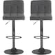 image 6 of Neo Cuban Bar Stool Dark Grey Fabric Black Steel Base Set of Two
