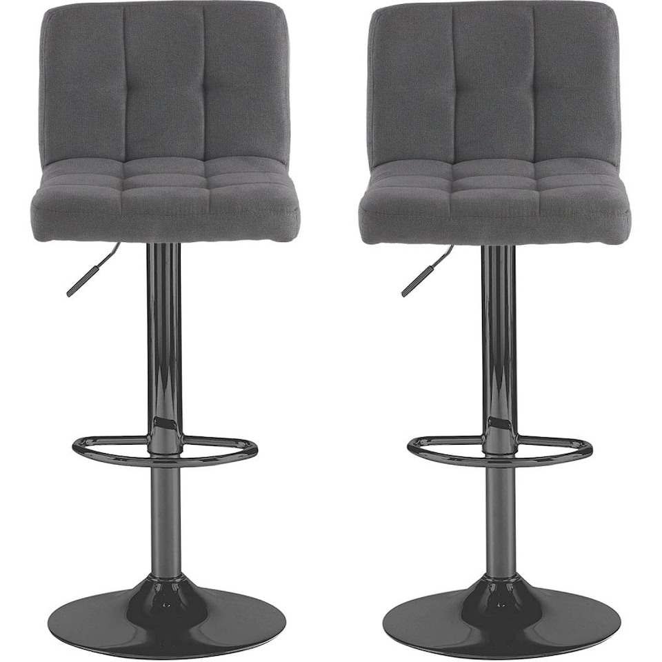 image 1 of Neo Cuban Bar Stool Dark Grey Fabric Black Steel Base Set of Two