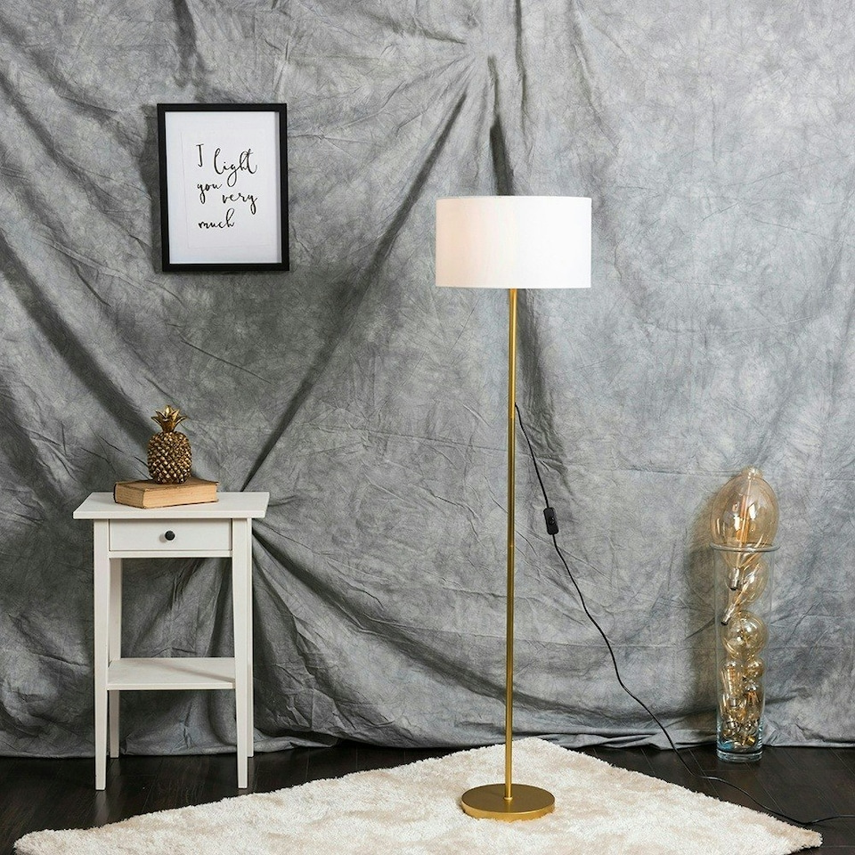 image 1 of ValueLights Modern Standard Floor Lamp Base In Gold Effect Metal Finish | Gold