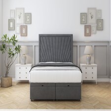 Sloomy Somerset Armour Coniston Ottoman Bed Base With 54" Floor Standing Headboard 3' Single | Grey | Armour | Single | 1