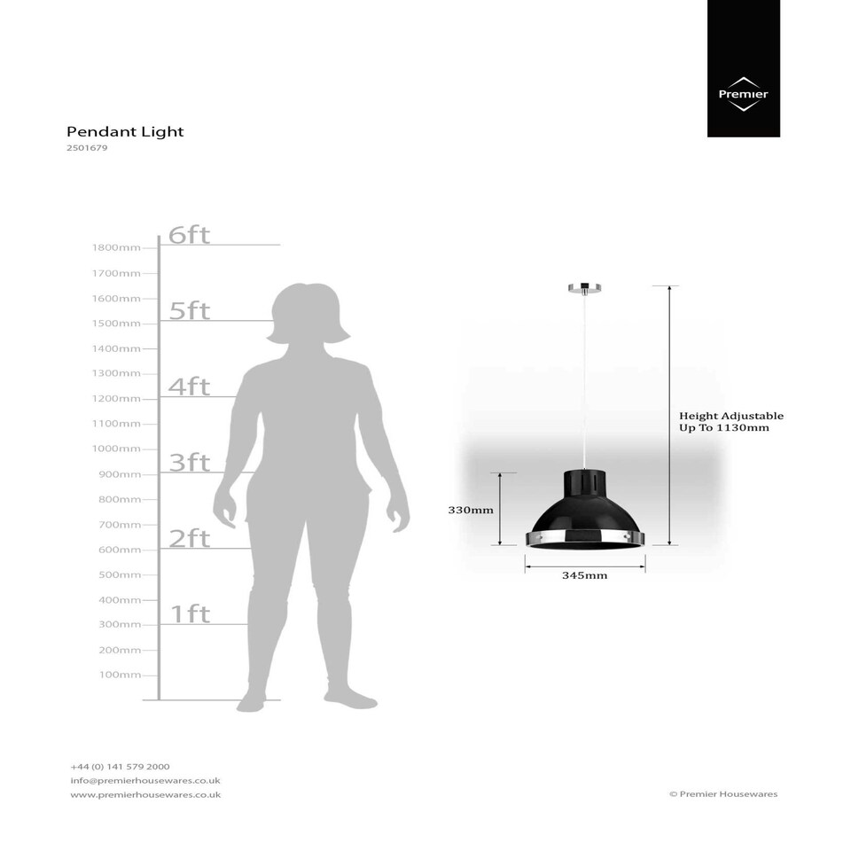 image 1 of Interiors by Premier Jasper Black and Chrome Bell Shaped Pendant Light