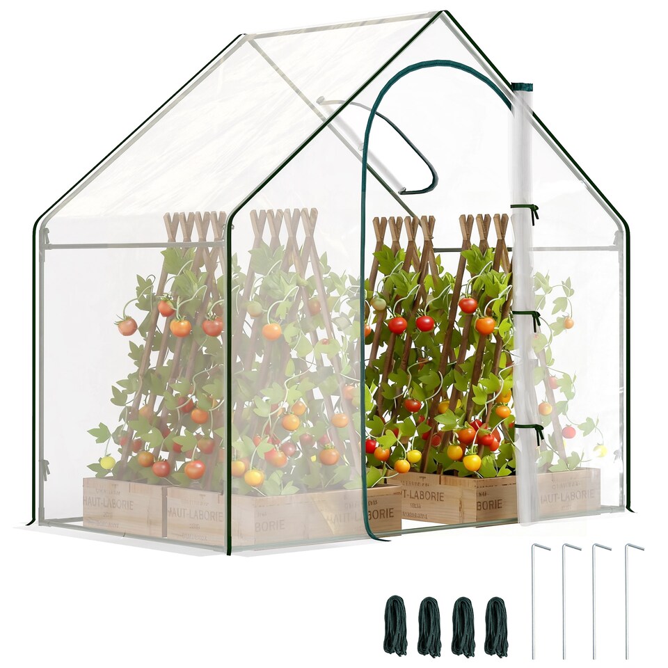 image 1 of Outsunny Portable Walk-in PVC Greenhouse w Zipped Door for Flowers Plant