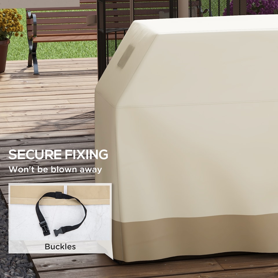 image 1 of Outsunny BBQ Cover for Rectangular Gas Grill, 300D Oxford Fabric Barbecue Covers, Waterproof UV Protection Rip-Proof, with Windproof Buckles, Beige, 188 x 71 x 125cm