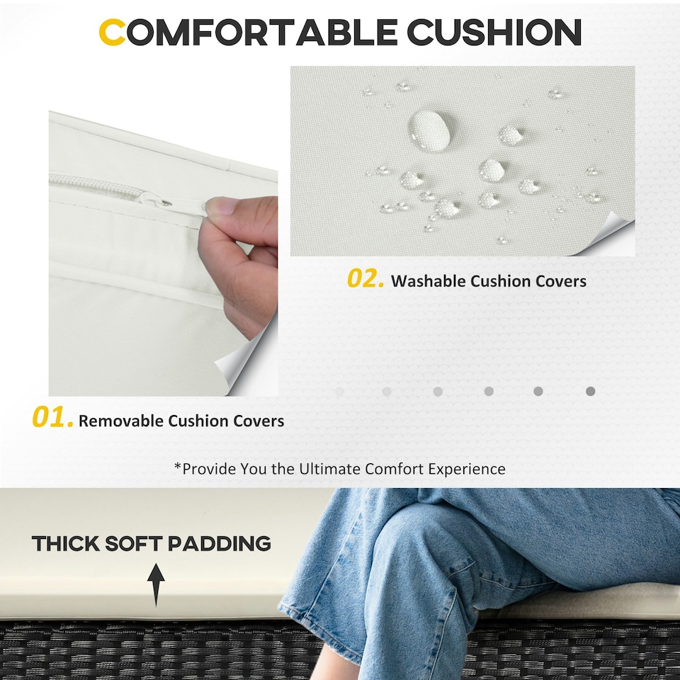 image 1 of Outsunny Rattan Sofa Set Garden Furniture Outdoor Patio Wicker Weave Chair Table