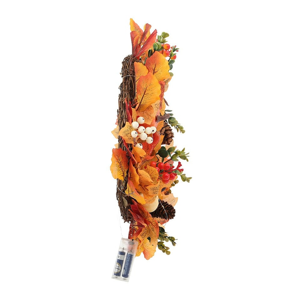 image 1 of Living and Home Halloween Garland with Holly berries Pine cones Maple & Pumpkins