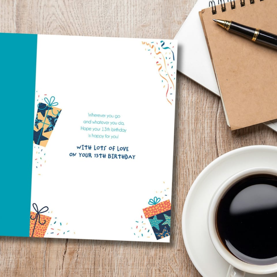 image 1 of Words 'n' Wishes Birthday Card for Age Grandaughter, Patterned & Foiled Letters With Presents, Multicoloured, 23.5 x 16.5 cms