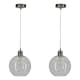 image 1 of First Choice Lighting Set of 2 Barnum Clear Dimple Glass Globe with Satin Nickel Pendant Fittings Silver | Clear