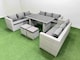 image 2 of Fimous Patio Outdoor Garden Furniture Sets with Black Glass Top Dining Table 3 Seater Sofa 2 Small Stool Light Grey