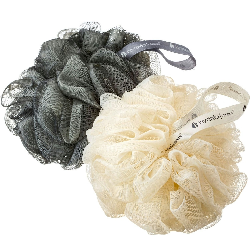 image 1 of Hydréa London Grey + Cream Luxury Body Buffers - 2 Pack
