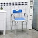 image 2 of HOMCOM EVA Padded Shower Stool with Arms and Back, 4 Suction Foot Pads Blue