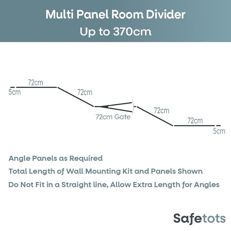 image 1 of Safetots Premium Multi Panel Room Divider, up to 370cm Wide, White, 70cm Tall, Flexible Barrier with Door for Baby and Toddler