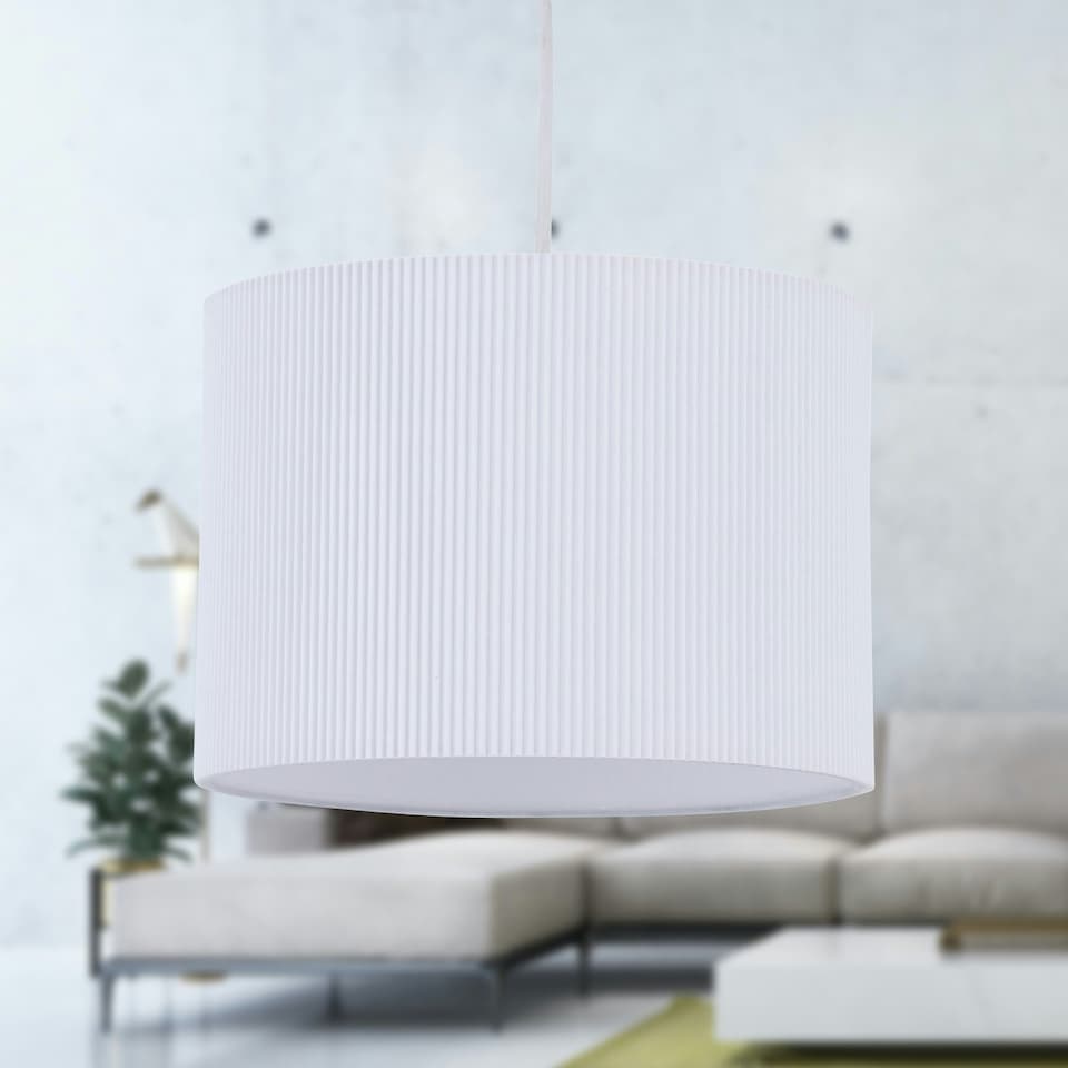 image 1 of Set of 2 White Pleated 30cm Pendant Lightshades White