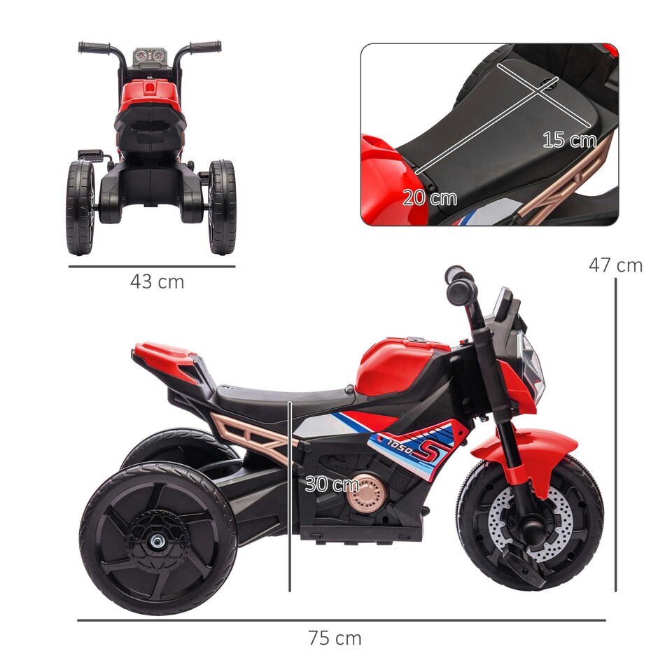 image 1 of AIYAPLAY 3 in 1 Baby Trike with Headlights, Music, Horn - Red