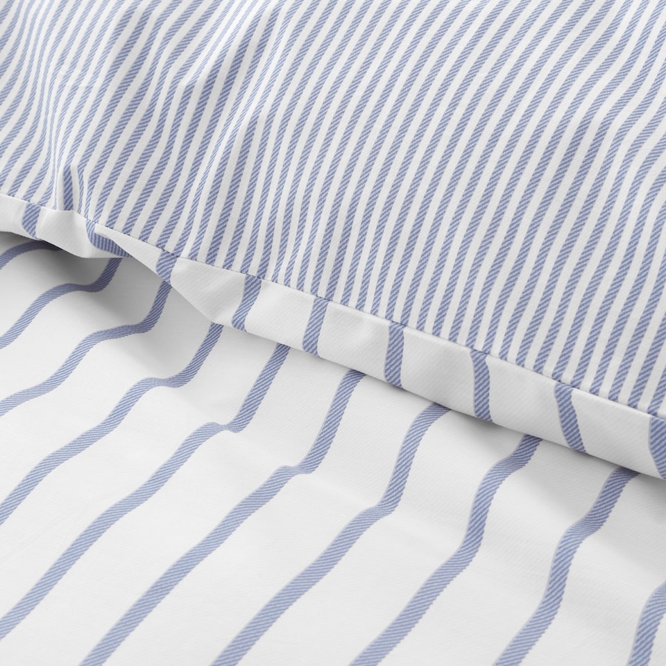 image 1 of Bianca Hampton Stripe 200 Thread Count Cotton Reversible Duvet Cover Set | Blue | King