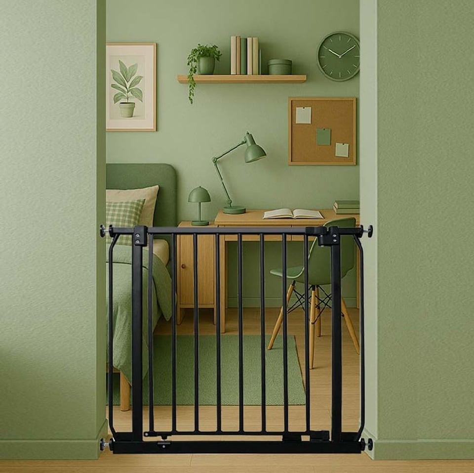 image 1 of Safetots Elite Pressure Safety Gate, 207cm - 216cm, Matt Black, Pressure Fit Stair Gate, Baby Gate for Doors Hallways and Spaces, Safety Barrier, Easy Installation