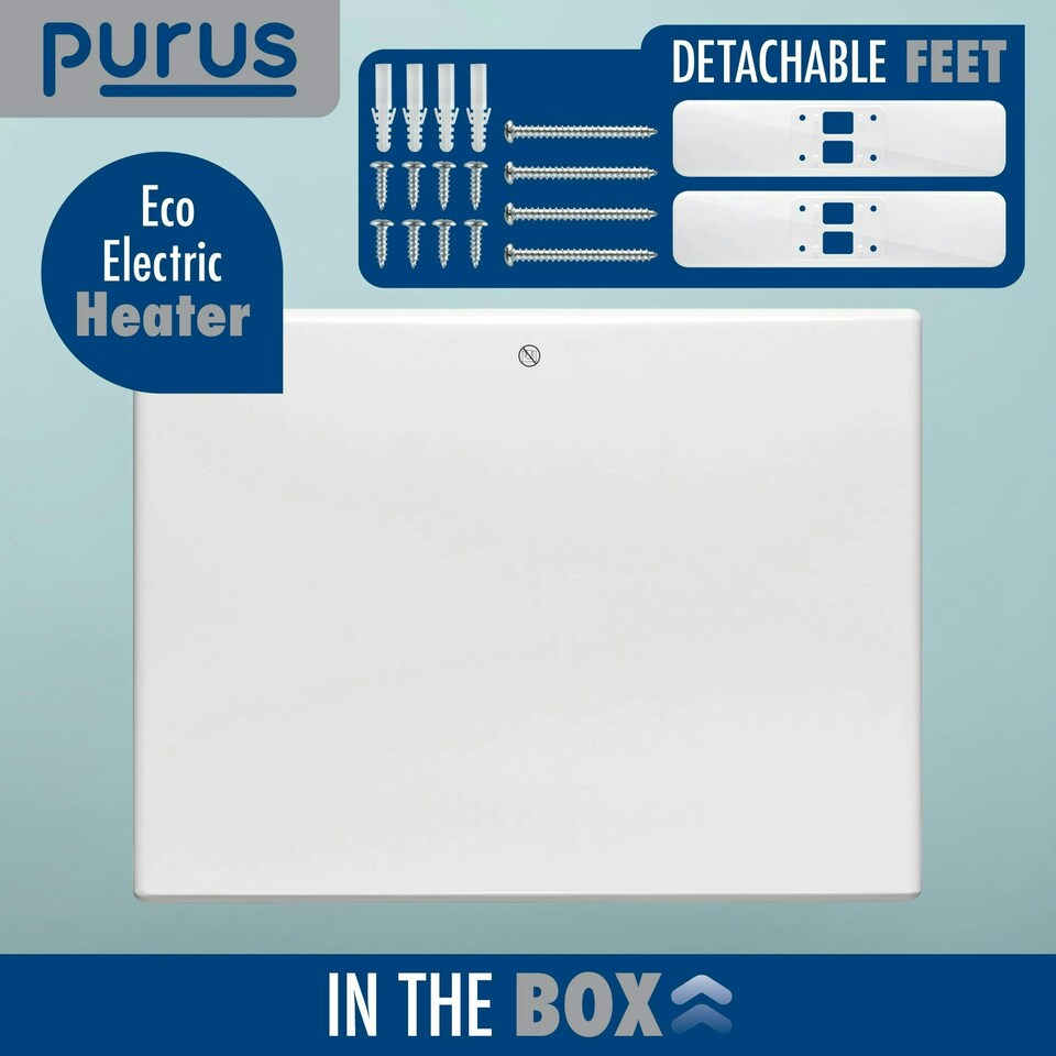 image 1 of Purus 600W Electric Panel Heater Wall Mounted White Radiator