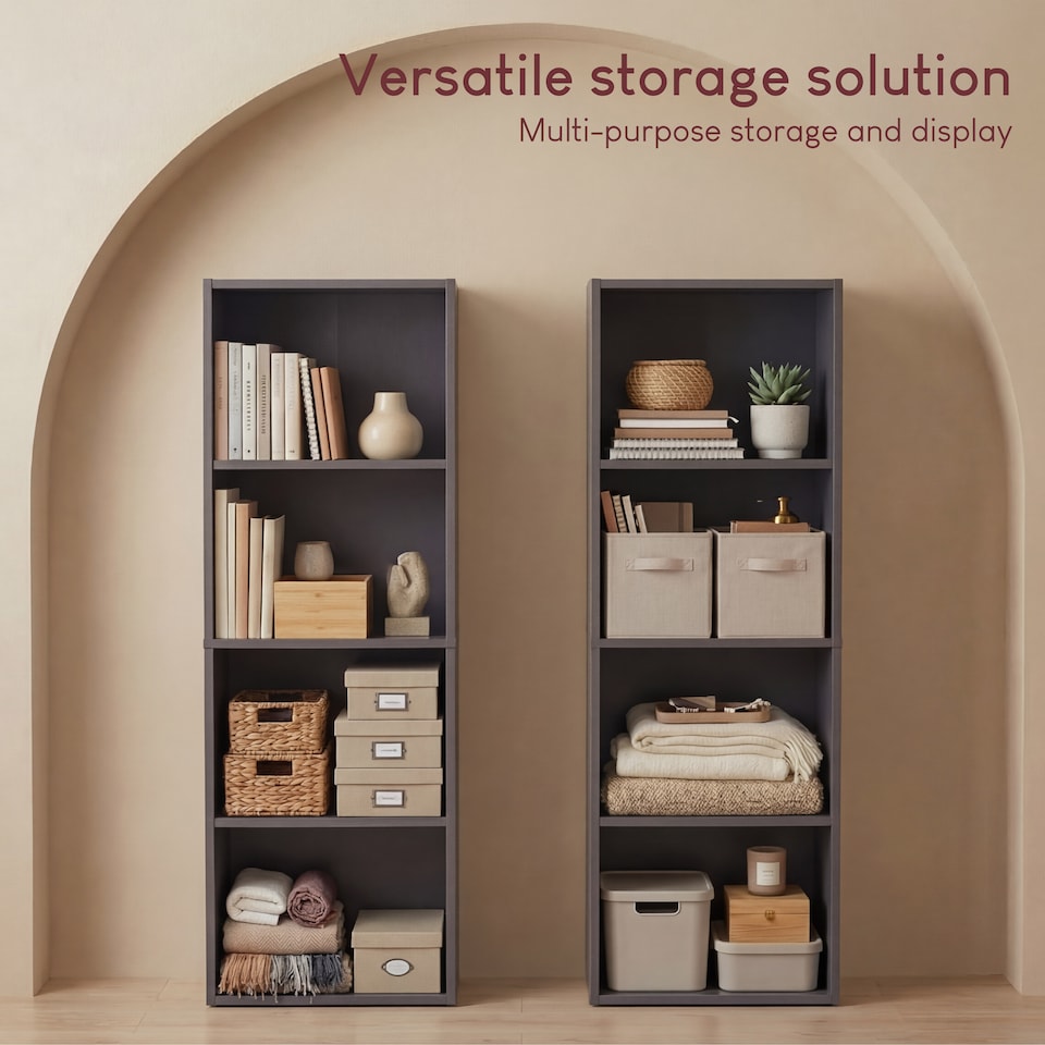 image 1 of Vida Designs Oxford 4 Tier Cube Bookcase Display Storage, Grey