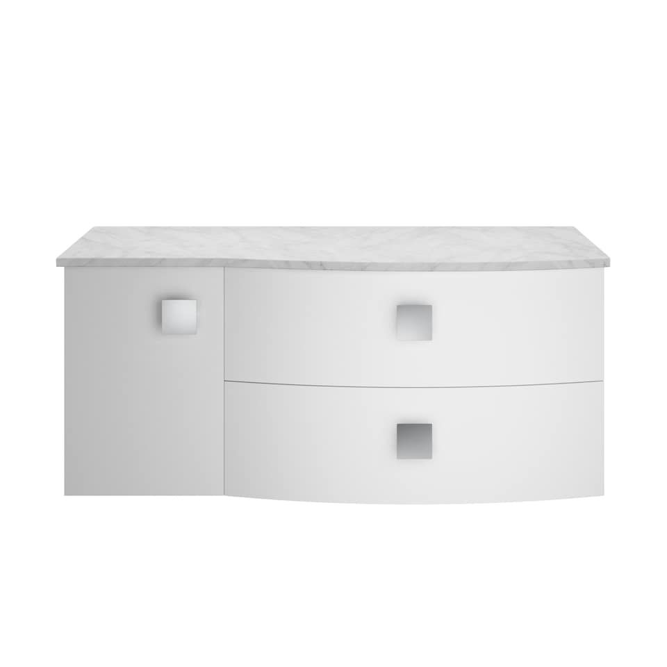 image 1 of Balterley Gentleshaw Contemporary Wall Hung Vanity Unit with Grey Marble Worktop, Moon White, 1000mm