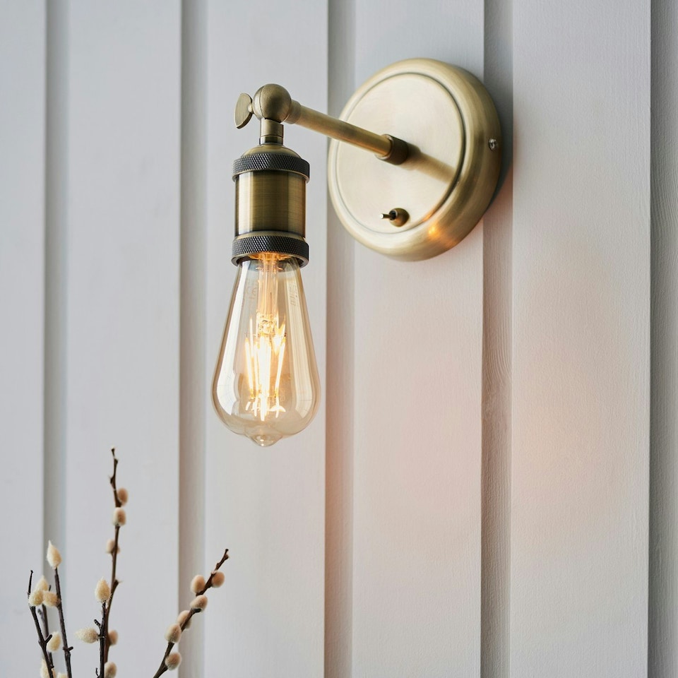 image 1 of Hal Metal Wall Lamp, Antique Brass Plate