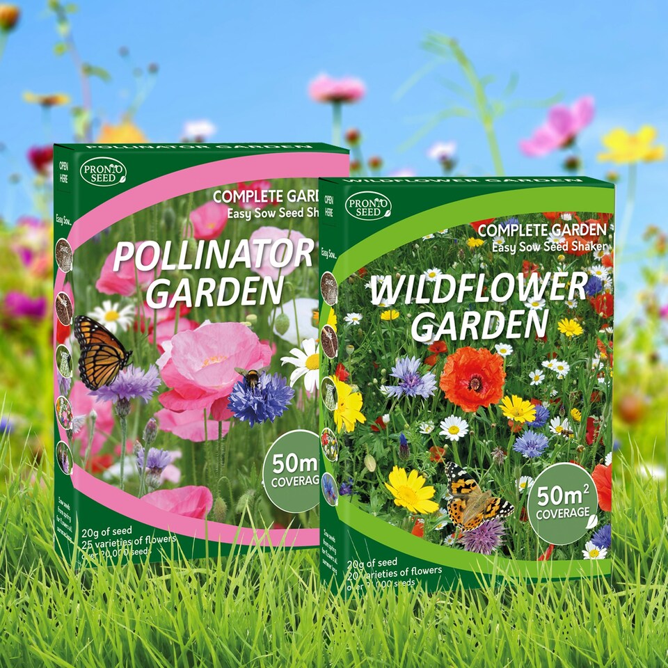 image 1 of Pronto Seed Wildflower Seeds Twin Pack 100m² Coverage, Butterfly & Bee Attracting Wildflower Seeds