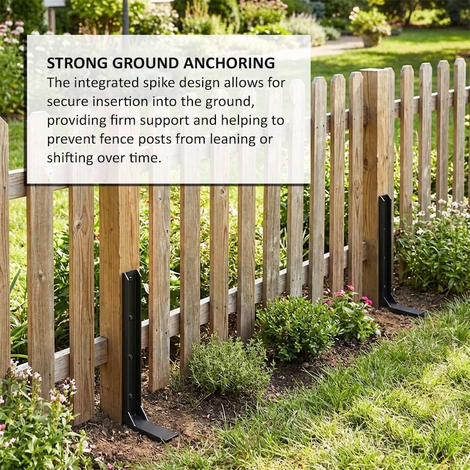 image 1 of Metal Fence Post Support and Repair Spikes | Black