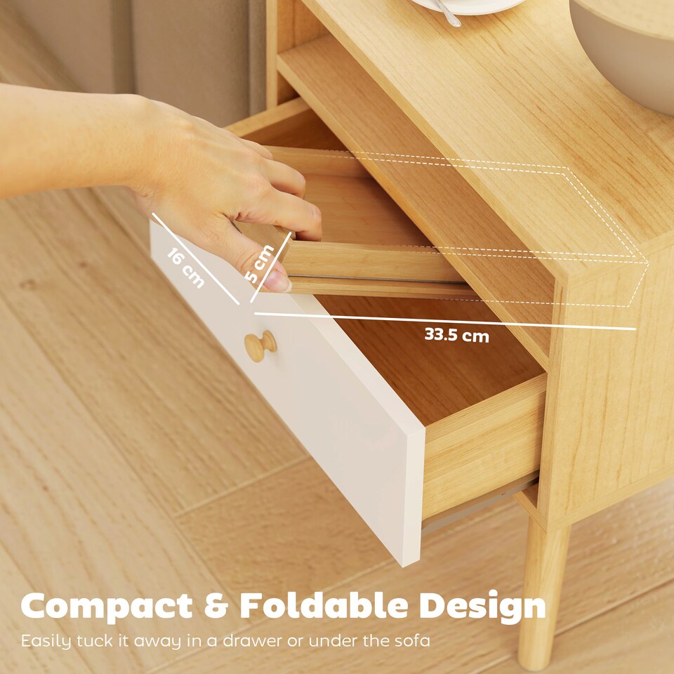 image 1 of HOMCOM Bamboo Sofa Arm Tray, Foldable Anti-Slip Armrest Tray for Drinks