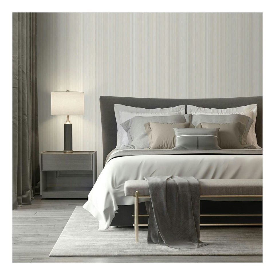 image 1 of Muriva Venezia Stripe Wallpaper - Natural - 10m x 53cm | Cream