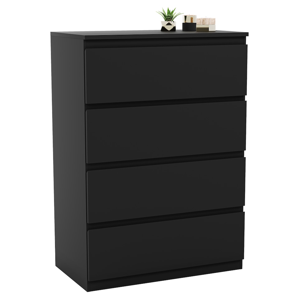 image 1 of Vida Designs Denver 4 Drawer Chest of Drawers Bedroom Storage, Black