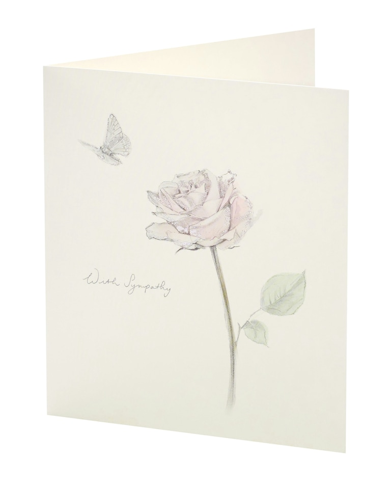image 1 of Sympathy Card - Rose And Butterfly