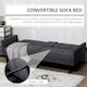 image 5 of HOMCOM Click Clack Sofa Bed, Linen-Feel Fabric 3 Seater Sofa for Living RoomSpare RoomGuest Room, Bed Settee with Cup Holders, Grey