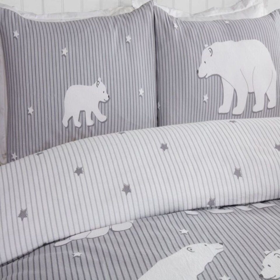 image 1 of Polar Bear Bed Cover Duvet Cover Set with Pillowcase Grey | King