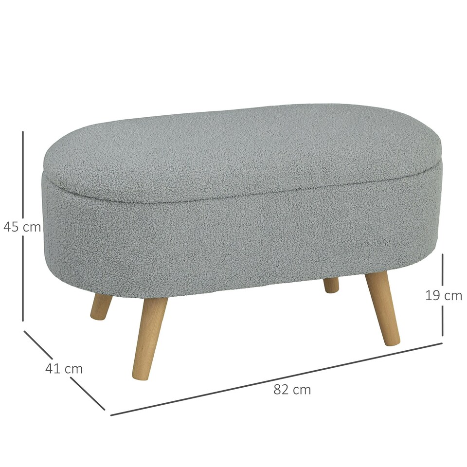 image 1 of HOMCOM Ottoman Storage Bench for Hallway, Living Room, Charcoal Grey