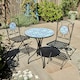 image 3 of Ocean Blue Shell Mosaic Bistro Patio Set Outdoor Garden Balcony Furniture Unit