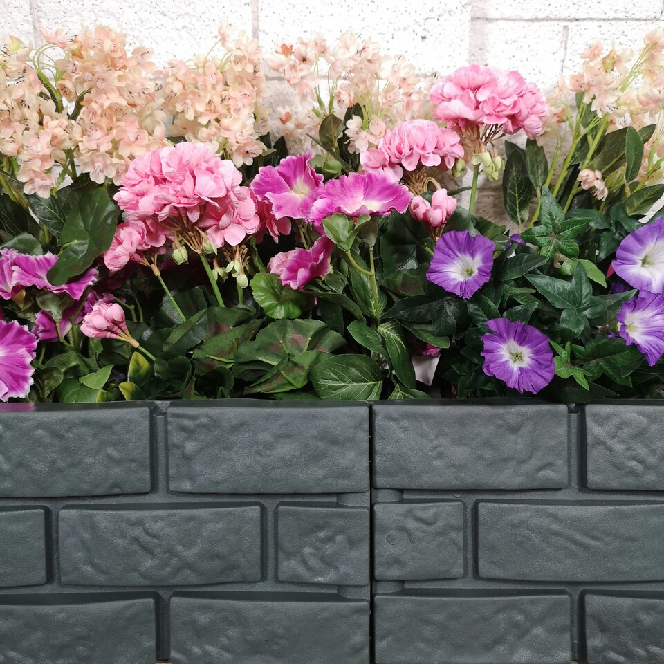 image 1 of 6 x 17cm 4 Piece Grey Brick Effect Garden Edging Boarder
