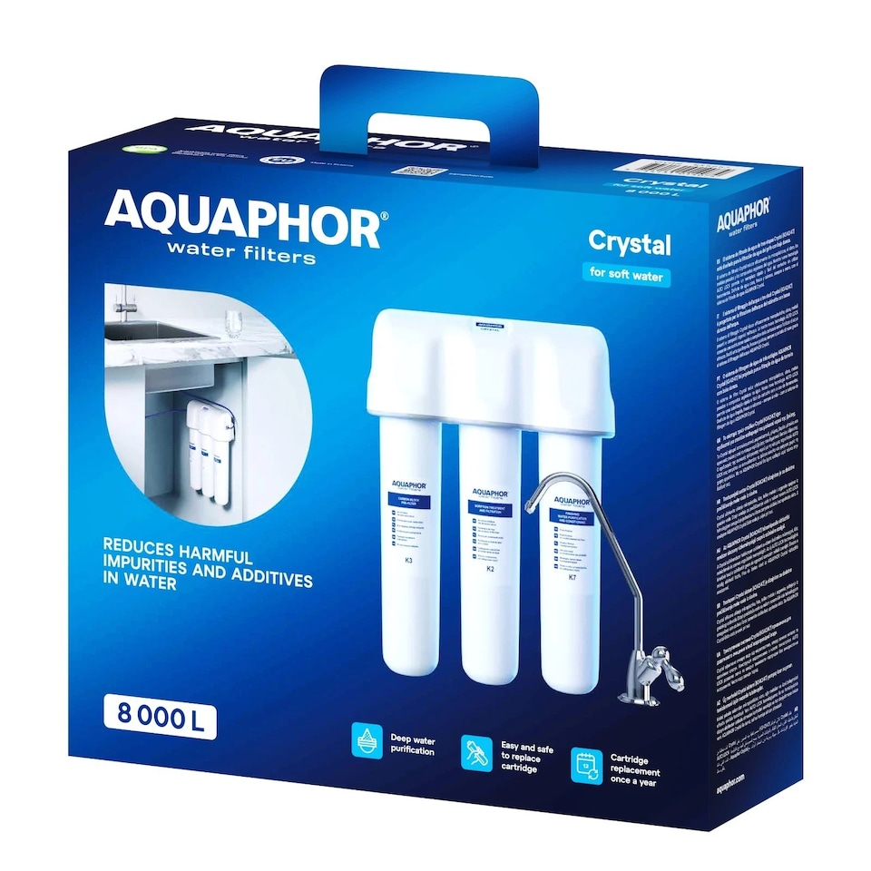 image 1 of AQUAPHOR Crystal Under‑the-Sink Water Filter System: Filter Capacity: 8000 Litres | White