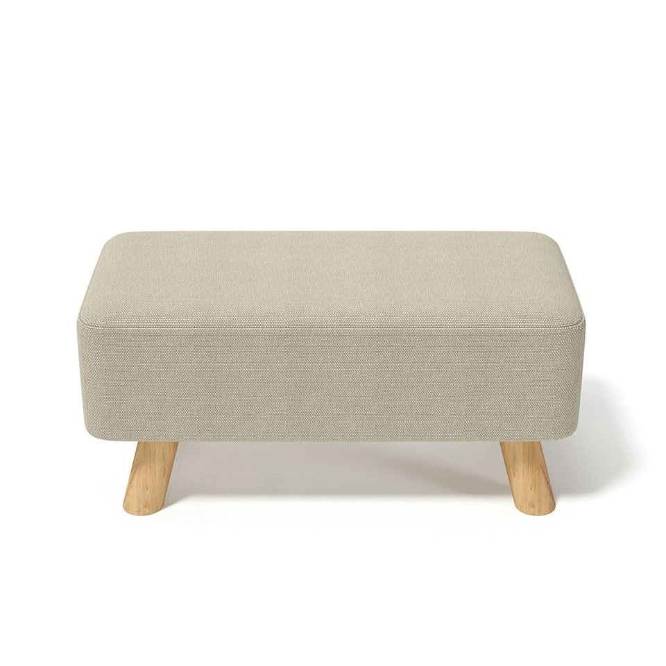 image 1 of Living and Home Rectangular Ottoman Footrest with Wood Legs - Beige