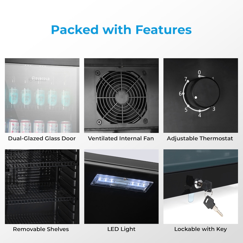 image 1 of Subcold Maxi250 LED Tall Glass Door Drinks Fridge 237 Litre Net Capacity