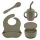 image 1 of Tiny Dining 5pc Baby Silicone Suction Weaning Set - Silver Sage