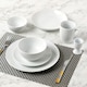 image 2 of 42pc White Porcelain Round Dinner Set