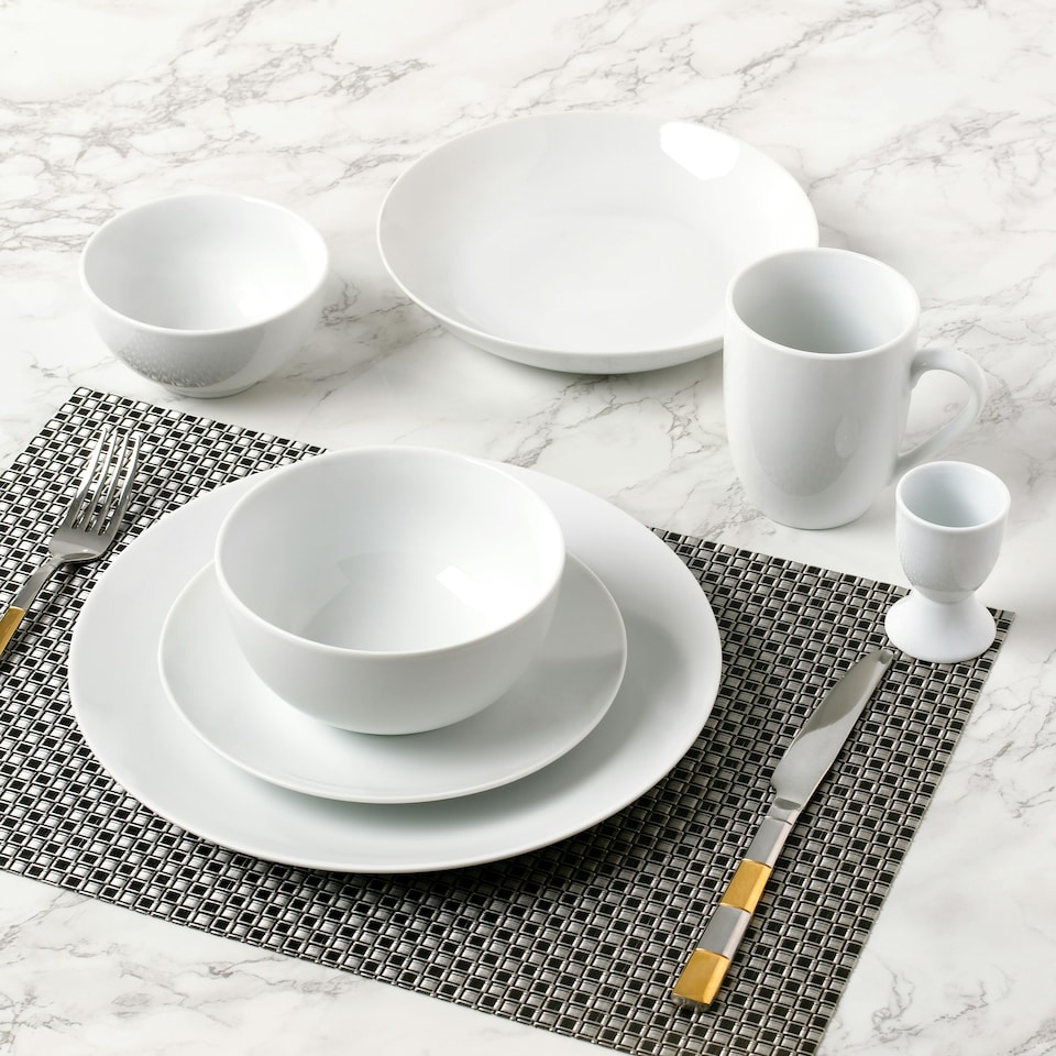 image 1 of 42pc White Porcelain Round Dinner Set