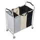 image 4 of Living and Home 3-Section Laundry Basket Cart with Metal Frame