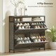 image 3 of HOMCOM Shoe Cabinet with 4 Flip Drawers, Holds 12-20 Pairs | Grey | 98W x 24D x 95H cm | 1