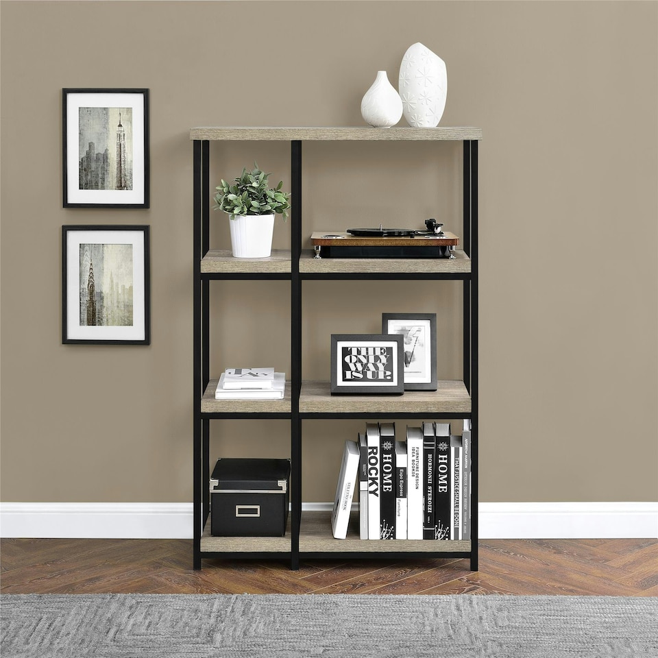 image 1 of Elmwood Bookcase Distressed Grey Oak 9650096PCOMUK Grey | Distressed Grey Oak