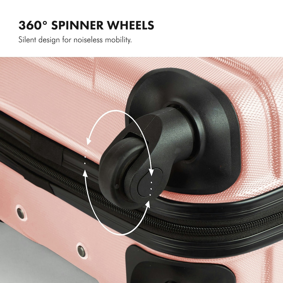 image 1 of VonHaus 3pc Pink Luggage Set, 360° Silent Spinner Wheels Pink