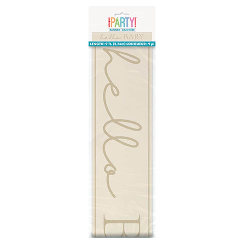 image 1 of Hello Baby Neutral Baby Shower Foil Banner 274cm | Cream