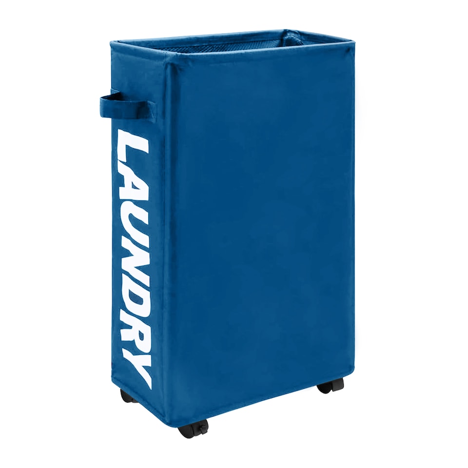 image 1 of 38L Slim Laundry Basket with Wheels, Rolling Laundry Hamper with Storage Bin